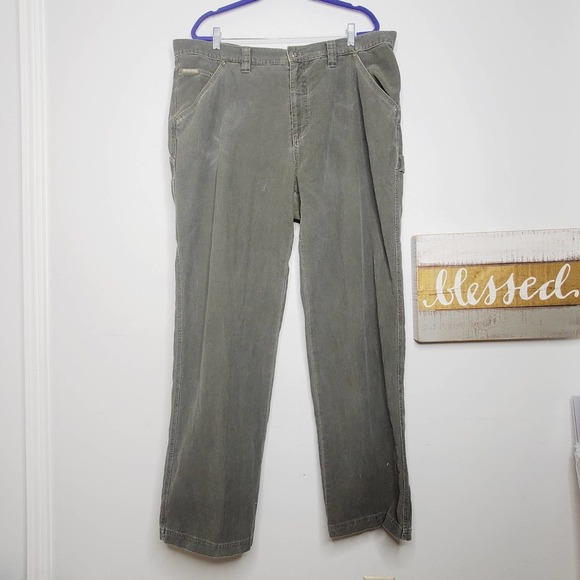 Columbia Pants Columbia Corduroy Carpenter Pants Olive Green Flat Front Trousers Utility